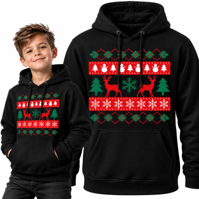 BLUZA Z KAPTUREM  ŚWIĄTECZNA COOL SWEATER